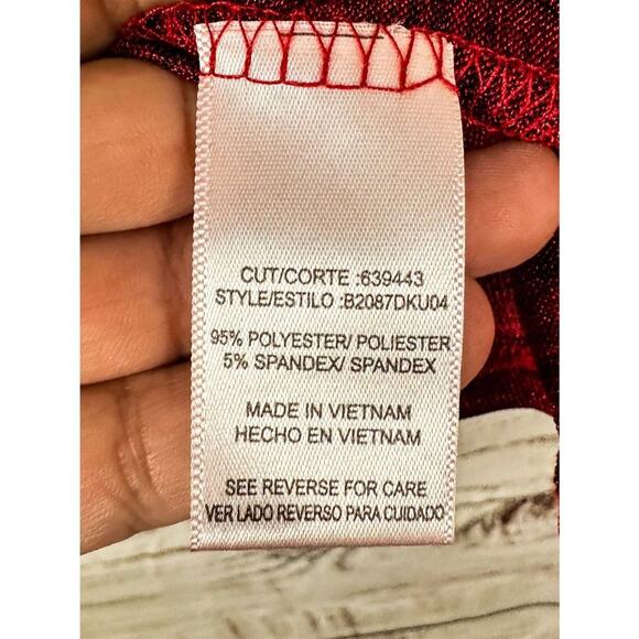 Halo Women's Polyester Spandex Sparkle Sequin Accent Pullover Top Red Medium - Picture 7 of 10